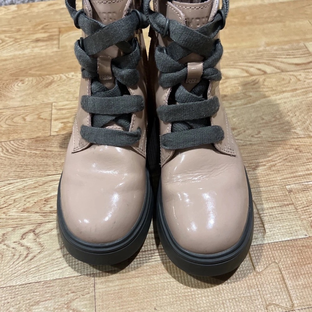 Camper Kids Brutus Pink Patent Leather Ankle Boots Ribbon Laces Size 30